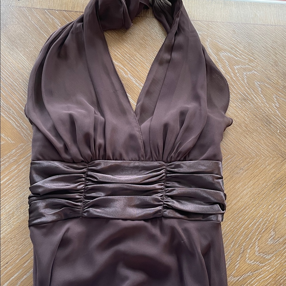 Connected Apparel Deep Brown Petite Dress